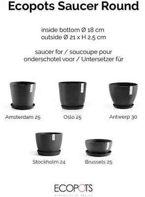 Ecopots kunststof schotel 21x2.5 cm donkergrijs     - afbeelding 6
