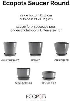Ecopots kunststof schotel 21x2.5 cm grijs     - afbeelding 7