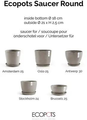 Ecopots kunststof schotel 21x2.5 cm taupe     - afbeelding 7