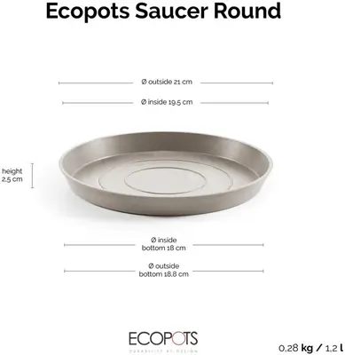Ecopots kunststof schotel 21x2.5 cm taupe     - afbeelding 3