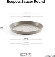 Ecopots kunststof schotel 21x2.5 cm taupe     - afbeelding 8