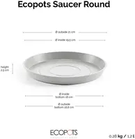Ecopots kunststof schotel 21x2.5 cm witgrijs     - afbeelding 3