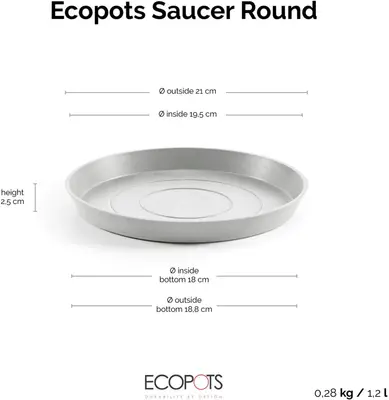 Ecopots kunststof schotel 21x2.5 cm witgrijs     - afbeelding 7