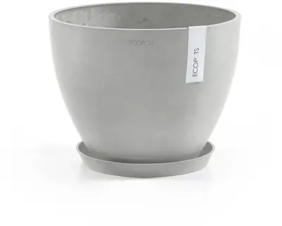Ecopots kunststof schotel 21x2.5 cm witgrijs     - afbeelding 4