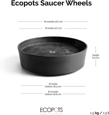 Ecopots kunststof schotel met wielen 28.7x8.3 cm donkergrijs     - afbeelding 8