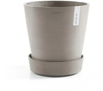 Ecopots kunststof schotel met wielen 28.7x8.3 cm taupe     - afbeelding 4