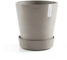 Ecopots kunststof schotel met wielen 28.7x8.3 cm taupe     - afbeelding 4