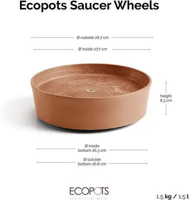 Ecopots kunststof schotel met wielen 28.7x8.3 cm terracotta     - afbeelding 13