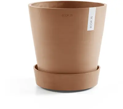 Ecopots kunststof schotel met wielen 28.7x8.3 cm terracotta     - afbeelding 7