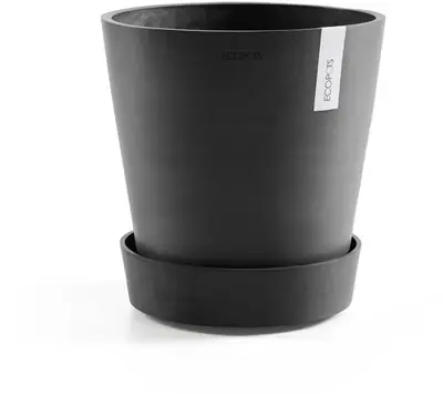 Ecopots kunststof schotel met wielen 41.6x9 cm donkergrijs     - afbeelding 3