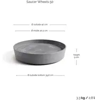 Ecopots kunststof schotel met wielen 41.6x9 cm grijs     - afbeelding 4