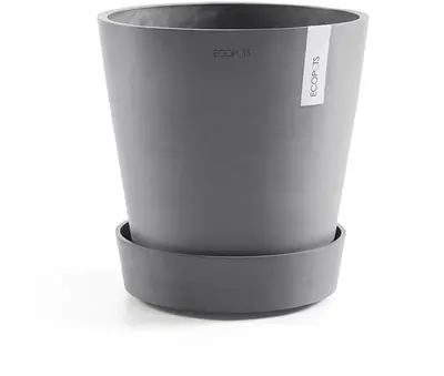 Ecopots kunststof schotel met wielen 41.6x9 cm grijs     - afbeelding 2