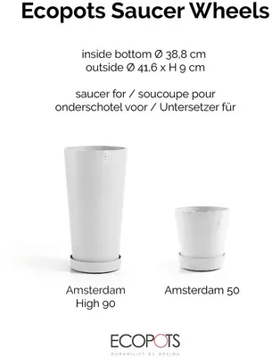 Ecopots kunststof schotel met wielen 41.6x9 cm puurwit     - afbeelding 10