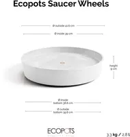 Ecopots kunststof schotel met wielen 41.6x9 cm puurwit     - afbeelding 9