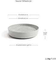 Ecopots kunststof schotel met wielen 41.6x9 cm witgrijs     - afbeelding 3