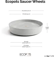 Ecopots kunststof schotel met wielen 41.6x9 cm witgrijs     - afbeelding 11