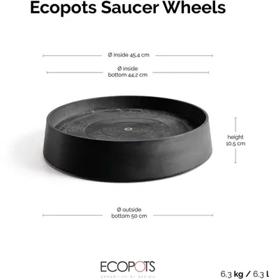 Ecopots kunststof schotel met wielen oslo schotel 50x10.5 cm donkergrijs     - afbeelding 4