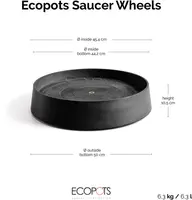 Ecopots kunststof schotel met wielen oslo schotel 50x10.5 cm donkergrijs     - afbeelding 4
