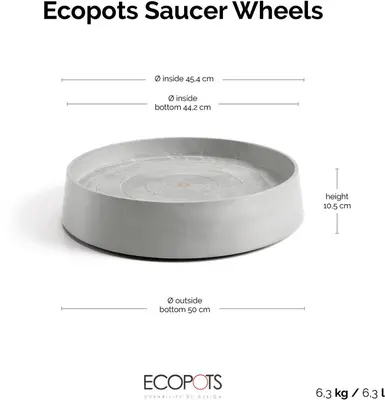 Ecopots kunststof schotel met wielen oslo schotel 50x10.5 cm witgrijs     - afbeelding 4