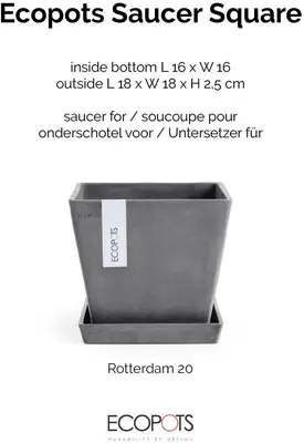 Ecopots kunststof schotel rotterdam schotel 18x18x2.5 cm grijs     - afbeelding 4