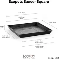 Ecopots kunststof schotel rotterdam schotel 28x28x3 cm donkergrijs     - afbeelding 5
