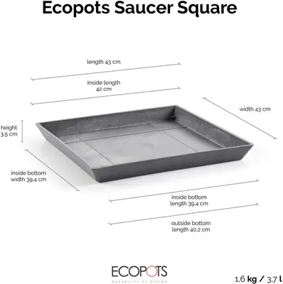 Ecopots kunststof schotel rotterdam schotel 43x43x3.5 cm grijs     - afbeelding 3