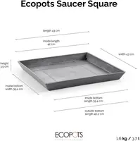 Ecopots kunststof schotel rotterdam schotel 43x43x3.5 cm grijs     - afbeelding 3
