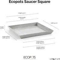 Ecopots kunststof schotel rotterdam schotel 43x43x3.5 cm witgrijs     - afbeelding 3