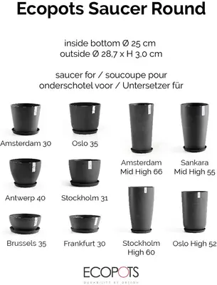 Ecopots kunststof schotel stockholm schotel 28.7x3.5 cm donkergrijs     - afbeelding 5
