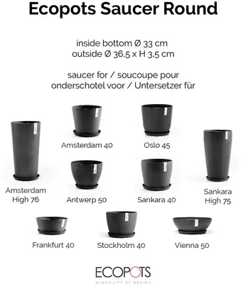 Ecopots kunststof schotel stockholm schotel 36.5x3.5 cm donkergrijs     - afbeelding 6