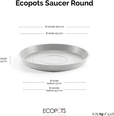 Ecopots kunststof schotel stockholm schotel 36.5x3.5 cm witgrijs     - afbeelding 6