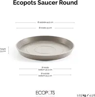 Ecopots kunststof schotel stockholm schotel 44.5x3.5 cm taupe     - afbeelding 6