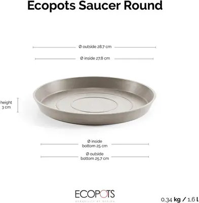 Ecopots kunststof stockholm schotel 28.7x3 cm taupe     - afbeelding 7