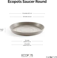 Ecopots kunststof stockholm schotel 28.7x3 cm taupe     - afbeelding 7