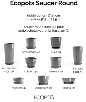 Ecopots kunststof stockholm schotel 36.5x3.5 cm grijs     - afbeelding 6