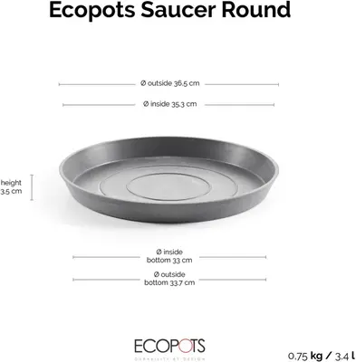 Ecopots kunststof stockholm schotel 36.5x3.5 cm grijs     - afbeelding 7