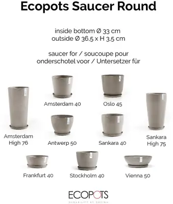 Ecopots kunststof stockholm schotel 36.5x3.5 cm taupe     - afbeelding 6