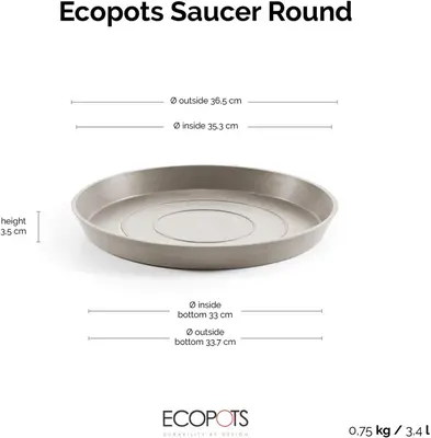 Ecopots kunststof stockholm schotel 36.5x3.5 cm taupe     - afbeelding 7