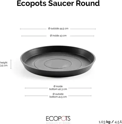 Ecopots kunststof stockholm schotel 44.5x3.5 cm donkergrijs     - afbeelding 6