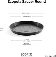 Ecopots kunststof stockholm schotel 44.5x3.5 cm donkergrijs     - afbeelding 6