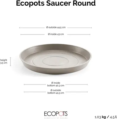 Ecopots kunststof stockholm schotel 44.5x3.5 cm taupe     - afbeelding 6