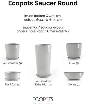 Ecopots kunststof stockholm schotel 44.5x3.5 cm witgrijs     - afbeelding 5