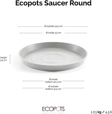 Ecopots kunststof stockholm schotel 44.5x3.5 cm witgrijs     - afbeelding 6