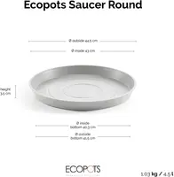 Ecopots kunststof stockholm schotel 44.5x3.5 cm witgrijs     - afbeelding 6