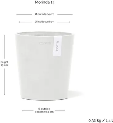 Ecopots Morinda Puurwit Ø14,2 x H16 cm - afbeelding 3