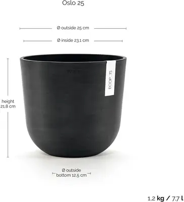 Ecopots Oslo Donkergrijs Ø25cm x H21,8 cm - afbeelding 3