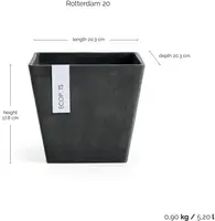 Ecopots Rotterdam Donkergrijs L20 x B20 x H17,5 cm - afbeelding 3