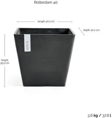 Ecopots Rotterdam Donkergrijs L40 x B40 x H35 cm - afbeelding 3