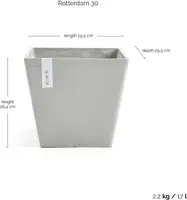 Ecopots Rotterdam Witgrijs L30 x B30 x H26 cm - afbeelding 3