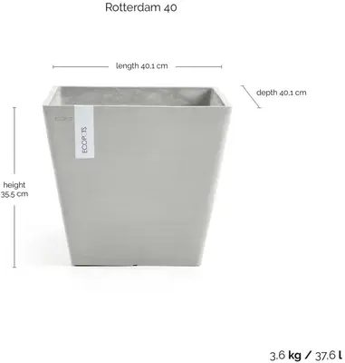Ecopots Rotterdam Witgrijs L40 x B40 x H35 cm - afbeelding 3